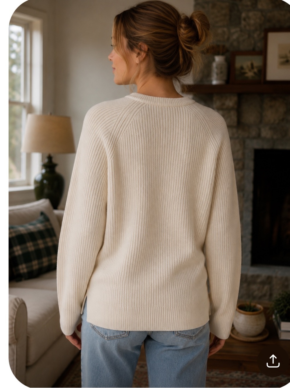 LL bean cream sweater 100% cotton size large - Picture 9 of 9